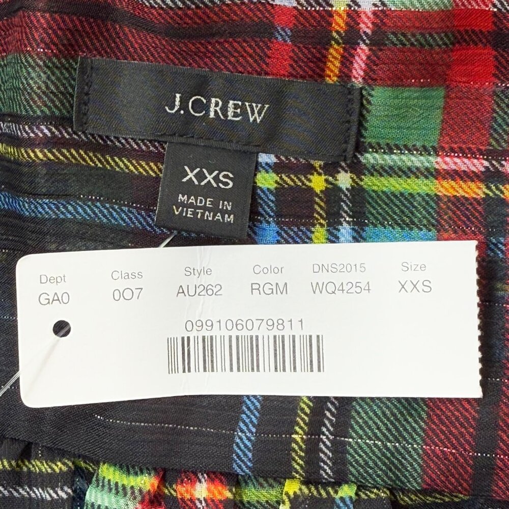J Crew Stewart Tartan Plaid Top Ruffle‎ Collar Sleeveless Womens 00 - Picture 9 of 13